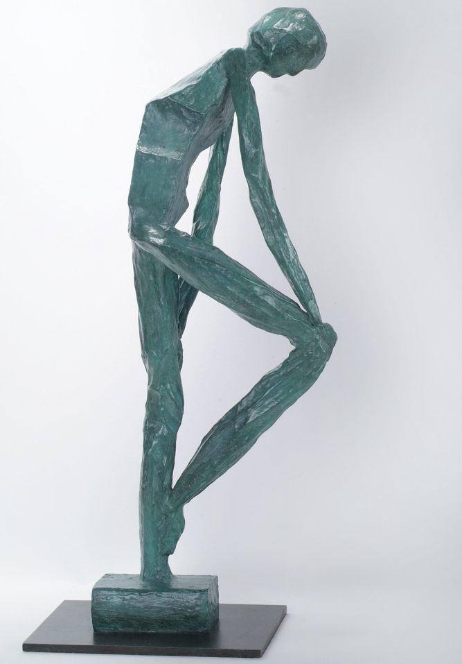 Le Résigné (profil) bronze turquoise dim 63x25x12cm