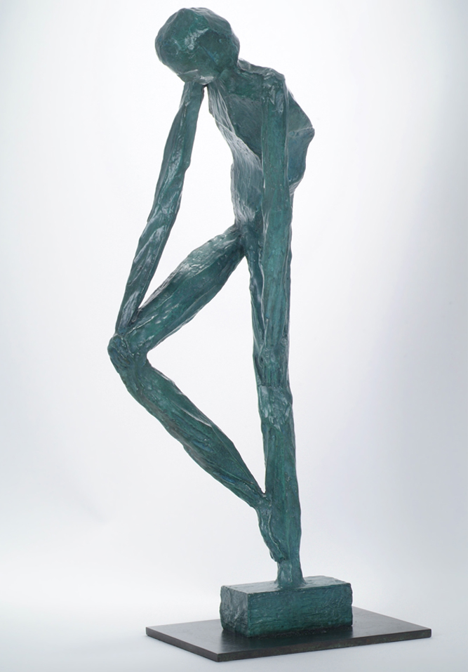 Le Résigné (face) bronze turquoise dim 63x25x12cm